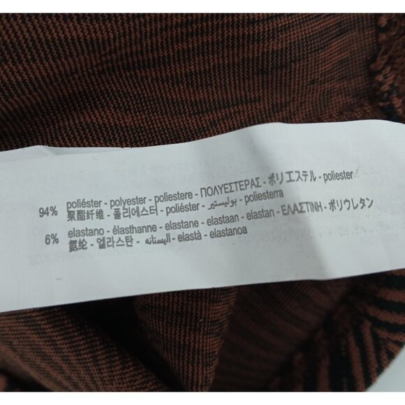 Zara Jacquard Knit Bodycon Tie Front Mini Dress Small Brown Geometric Keyhole - Picture 5 of 6